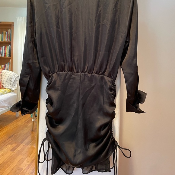 Zara Black Satin Rushed Mini Dress😉 - Picture 4 of 7